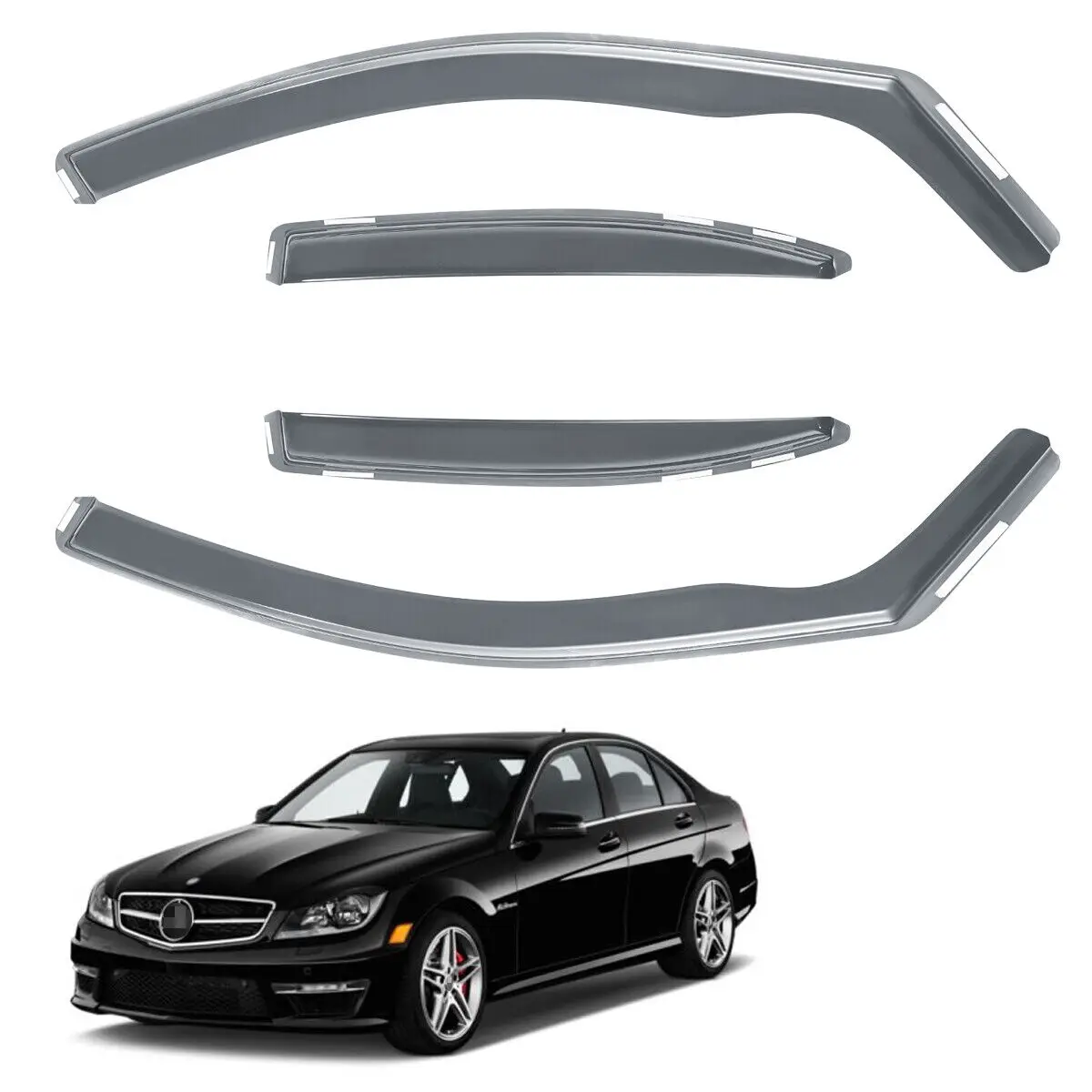 For Mercedes Benz C Class W204 4 Doors Saloon 2007-2014 Wind Deflectors Tinted