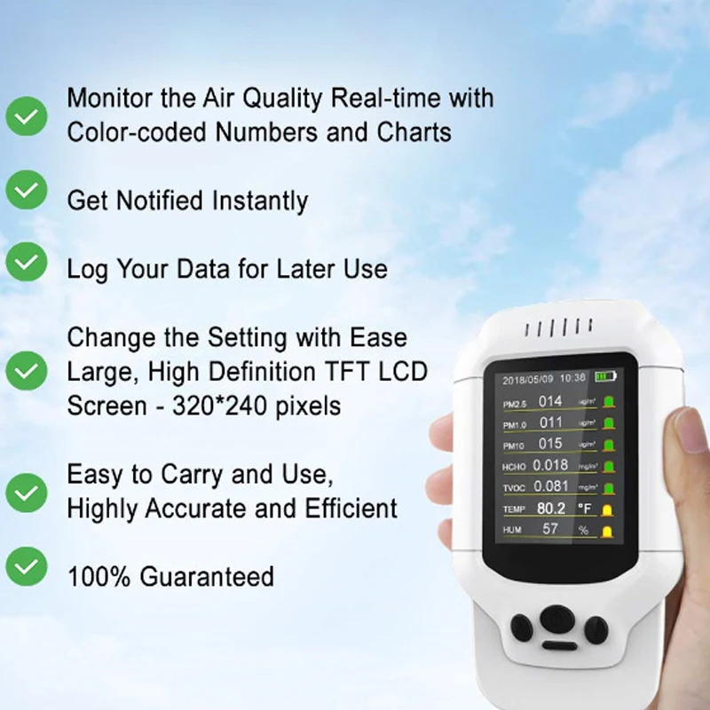 Dienmern New 7 In 1 Multi-Function Air Quality Detector Handheld High Precision Air Quality Monitor Temperature Switchable