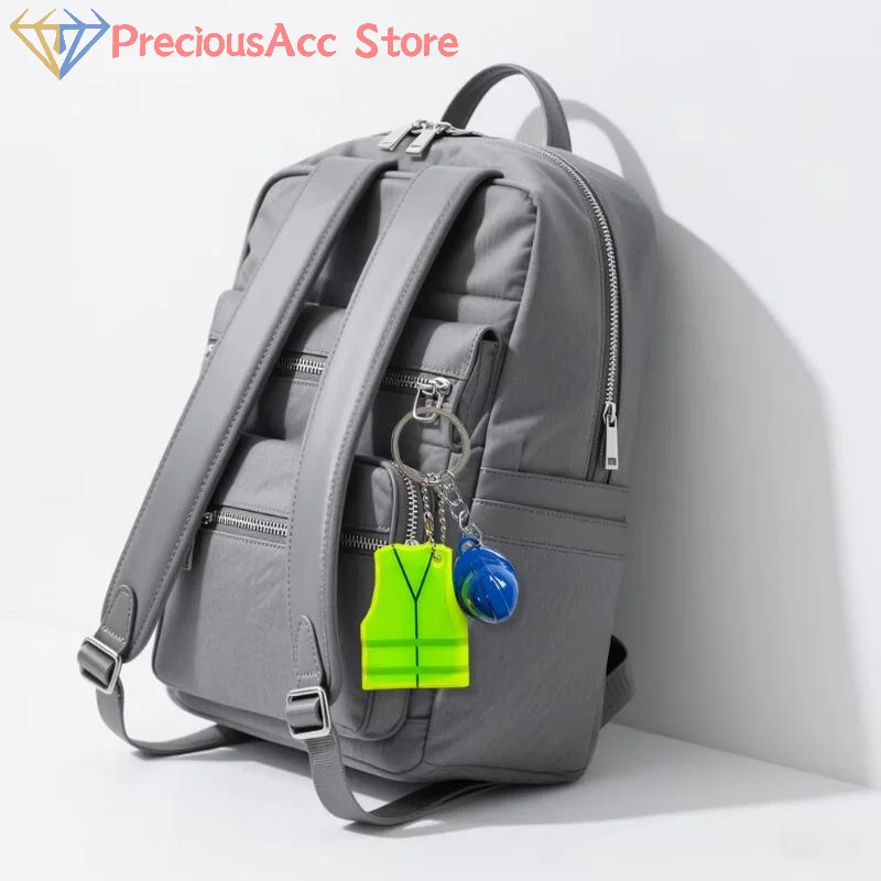 Reflective Safety Helmet Vest Keychain Pendant For Night Travel Backpack Luggage Accessory
