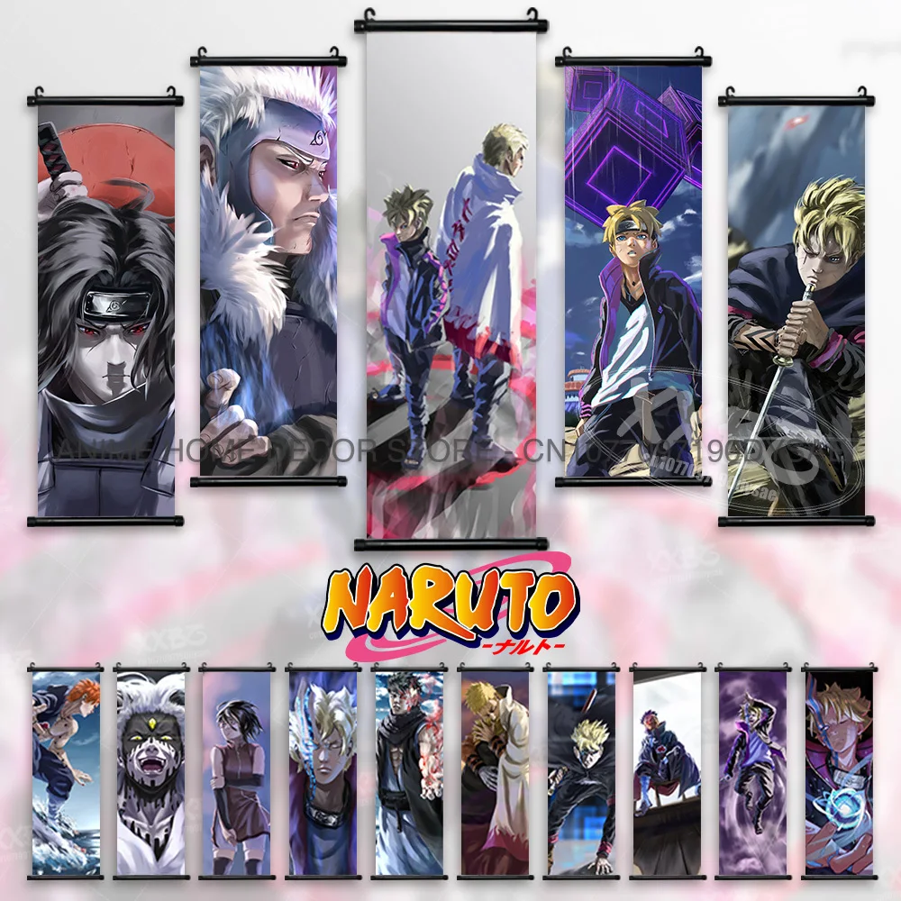 Naruto Poster Boruto hängende Gemälde Kawaki Anime Scrolls Bilder Uchiha Sarada Home Decor Sasuke Wandkunst Schmerz Tapete – Detail 1