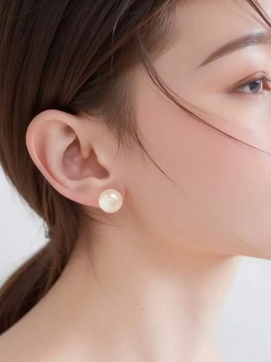 

Elegant Simple Pearl Stud Earrings 8mm 10mm 12mm For Women