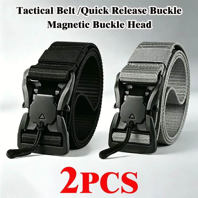 Newest Automatic Magnetic Buckle Tactical Belt Mens Canvas Tactical Workwear Casual Outdoor Military Training Pants Belt For Men