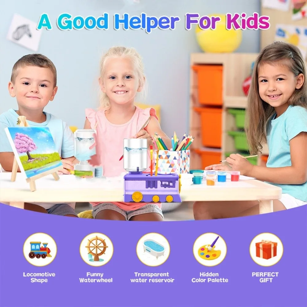 Rondella multifunzionale per pennelli con pulsante di scarico Circolazione automatica dell'acqua Strumenti artistici Secchio per dispositivo pulito per pennelli