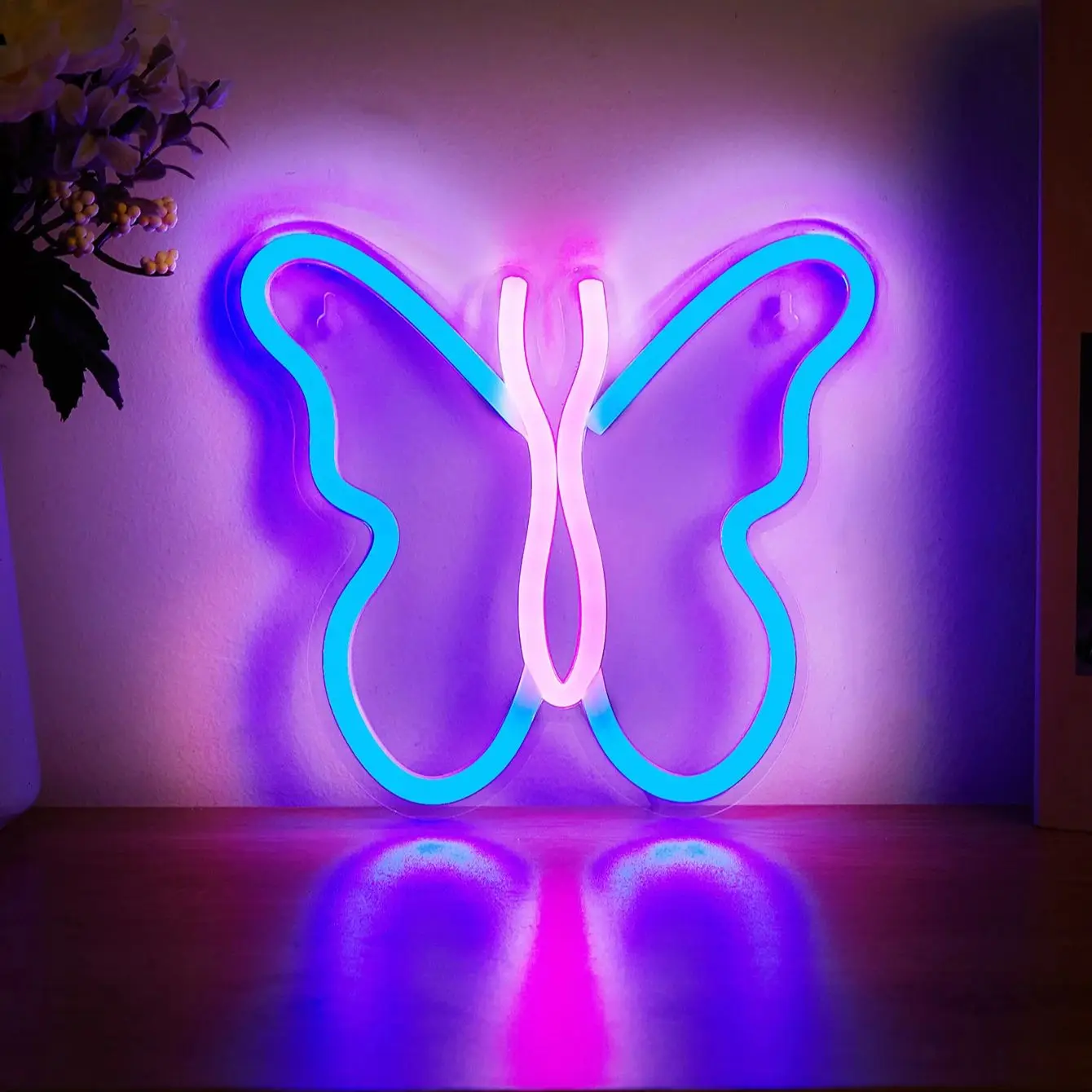 Chi-buy LED Neon butterfly USB Powered Neon Signs Night Light 3D Wall Art Bedroom Living Room Decor Lamp Signs
