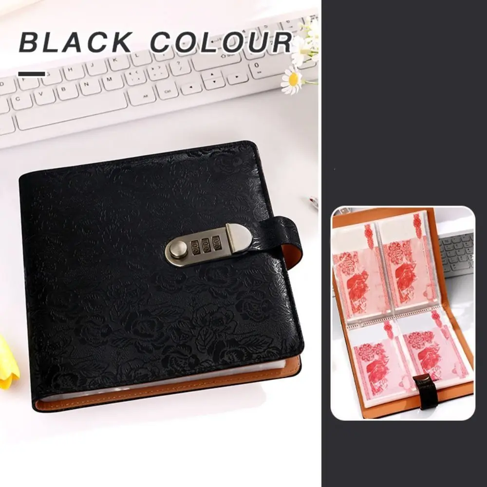 Emboss Flower Envelop Savings Challenges Book 50Sheets Savings Handbook Budget Binder with Lock Refillable PU Leather