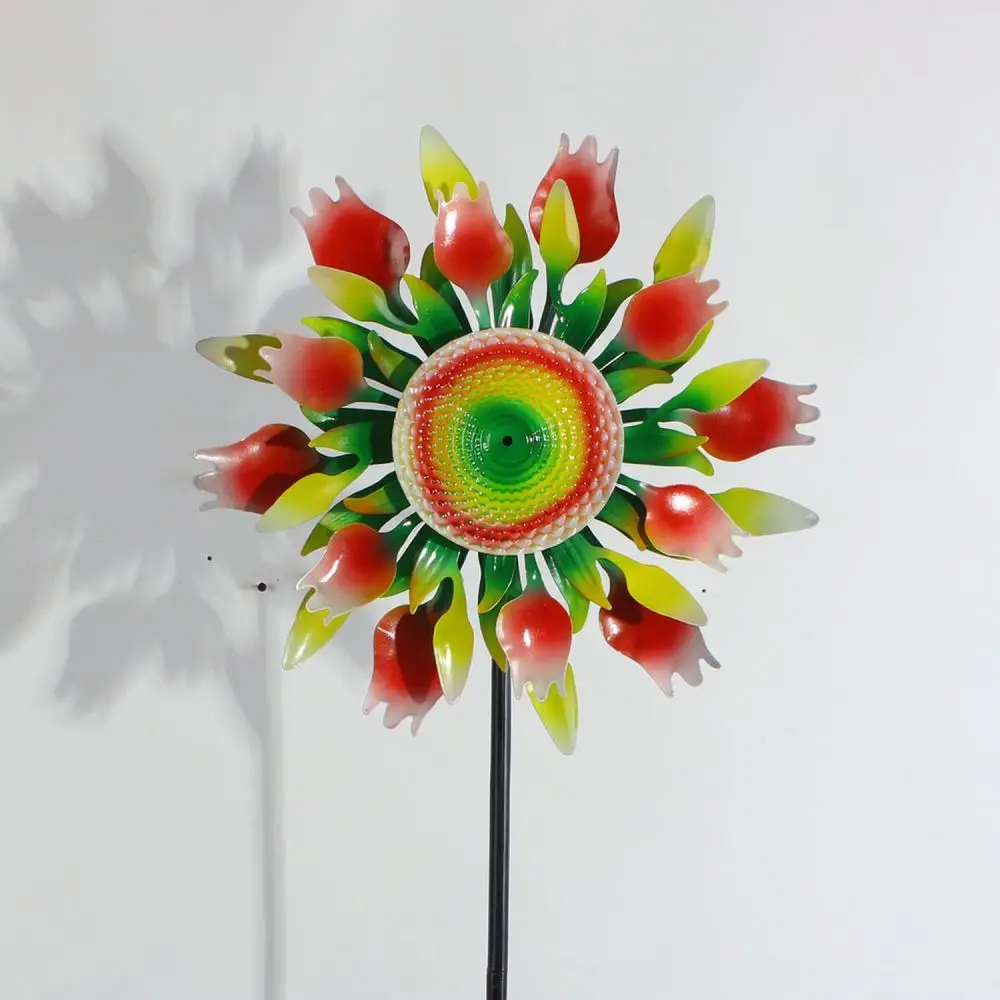 Sunflower Garden Spinner Metal Windmill Outdoor Decor Yard Lawn Landscape Art Dual Rotor Ground Or Wall Mounted