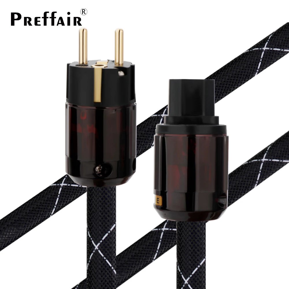 Preffair D516 10AWG Power Cord Cable Audiophile Power Cord Cable With Rhoium Plated P-78 EU Plug & IEC Connector