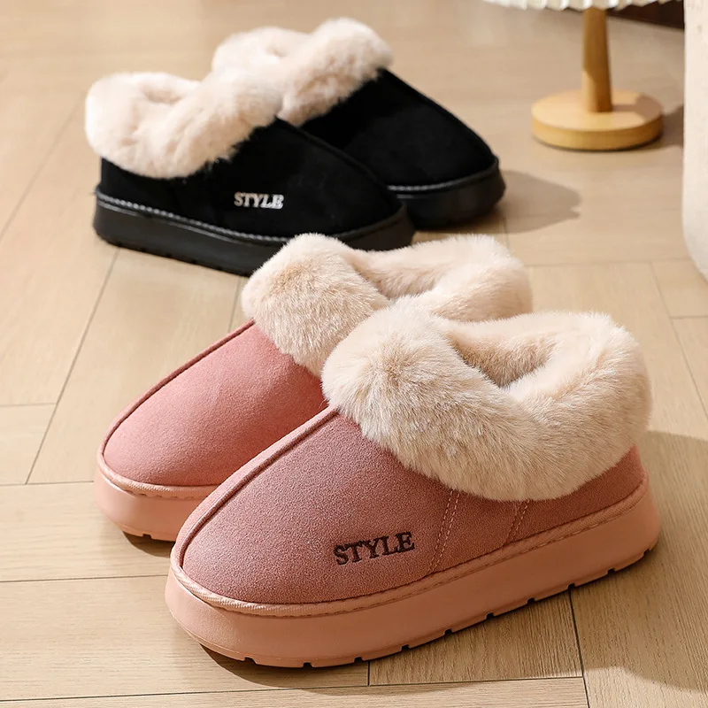 Women's Winter Fur Shoes Male Ankle Boots Platform Slippers Home Warm Fashion Outdoor Basis Thick Wool Wool Short Boots