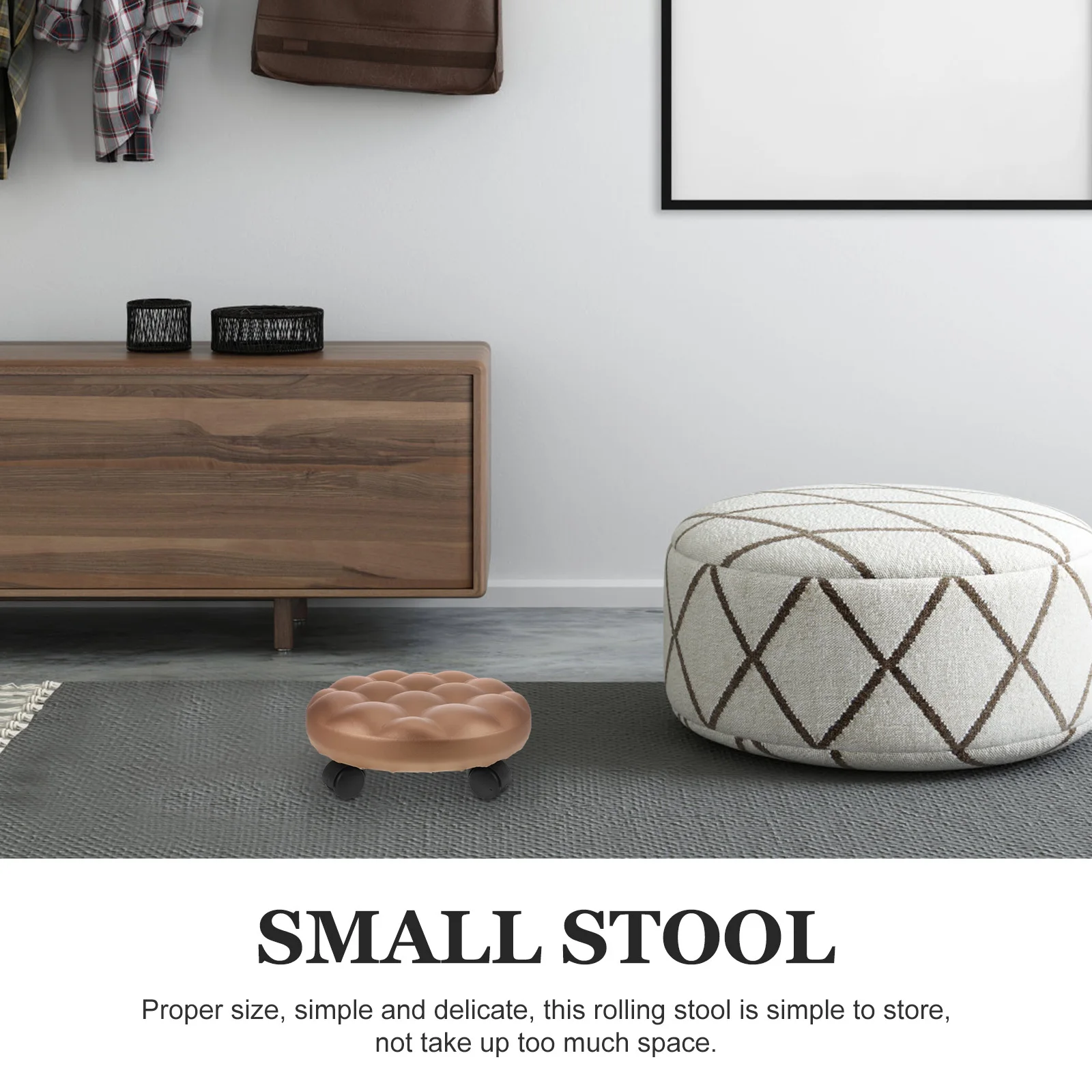 

Low Stool with Wheels Smooth Surface Rolling Stool for Home Kitchen Bathroom Convenient Foot Rest Foot Rest Rolling Stools Round