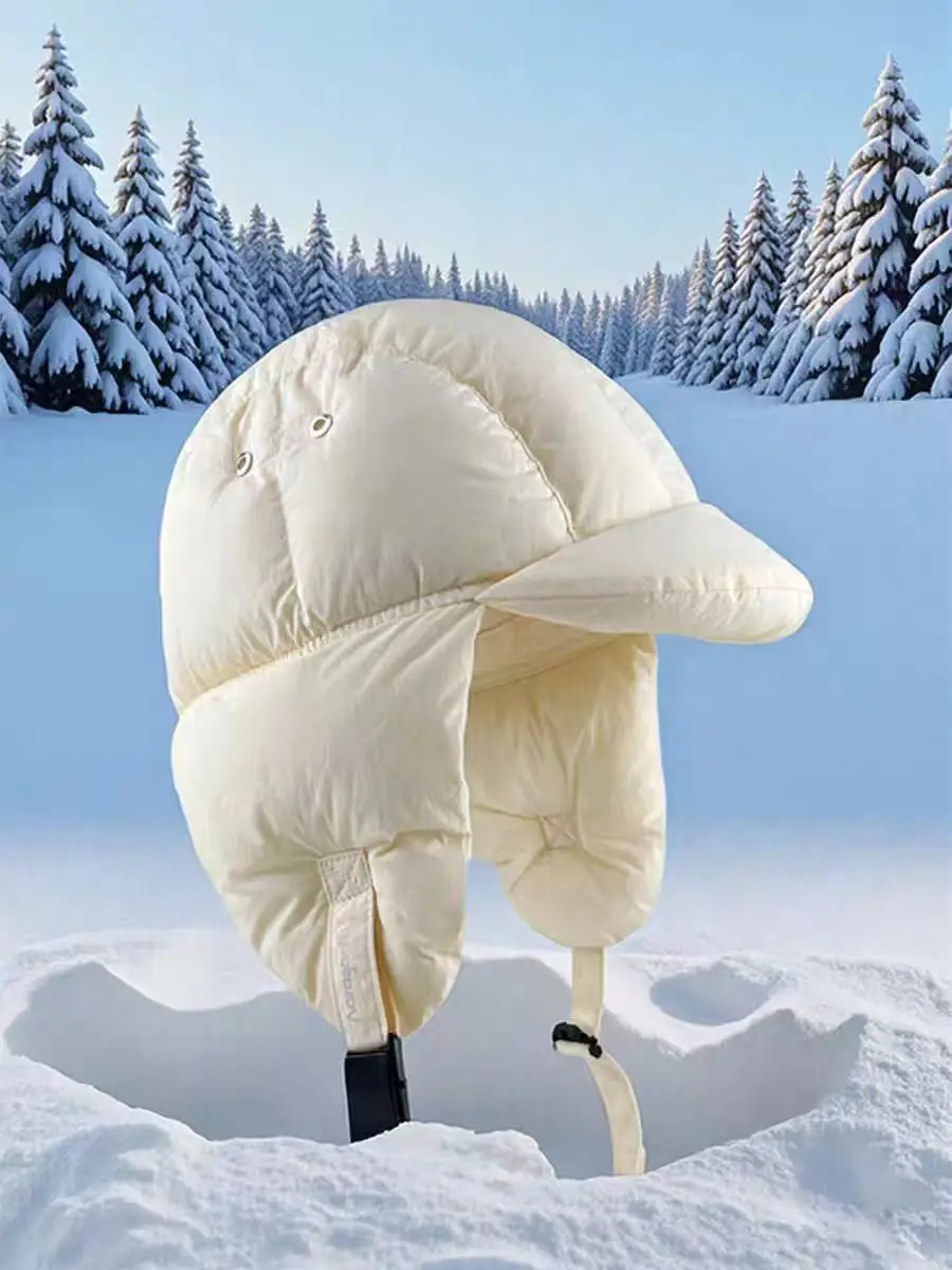 

Light Green Fashion Down Cotton Lei Feng Hats for Women Cute Winter Windproof Ear Protection Hat Ski Hat Russian Winter Hat