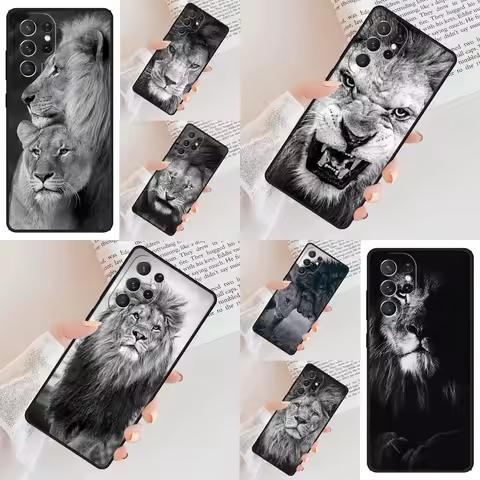 African Lion Big Cat Phone Case For Samsung Galaxy S24 S23 S22 S21 Ultra S10 Note 10 Pro S20 Plus FE S9 S8 Cover