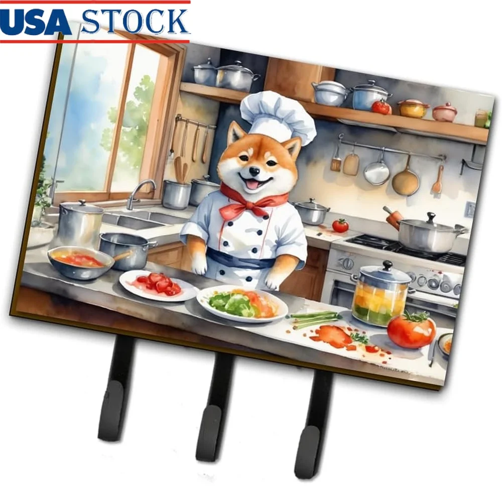 

Shiba Inu Wall Mounted Leash Key Holder Hooks Durable Coat Rack Organizer Keys Towels Aprons Great Gift Dog Lovers