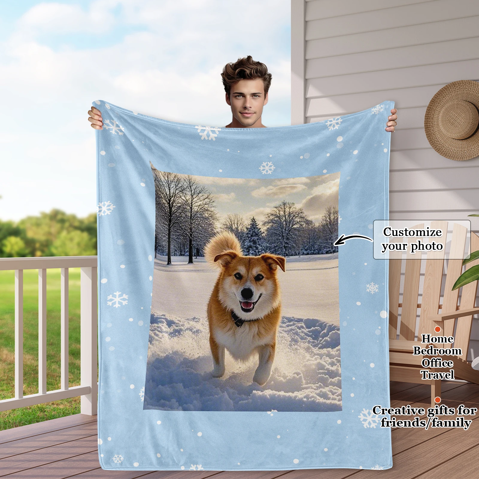 

Blanket for Dogs Running in the Snow Gift for Dog Lovers Family Gift for Sofa Bedroom Office Lunch Naps Camping Picnics