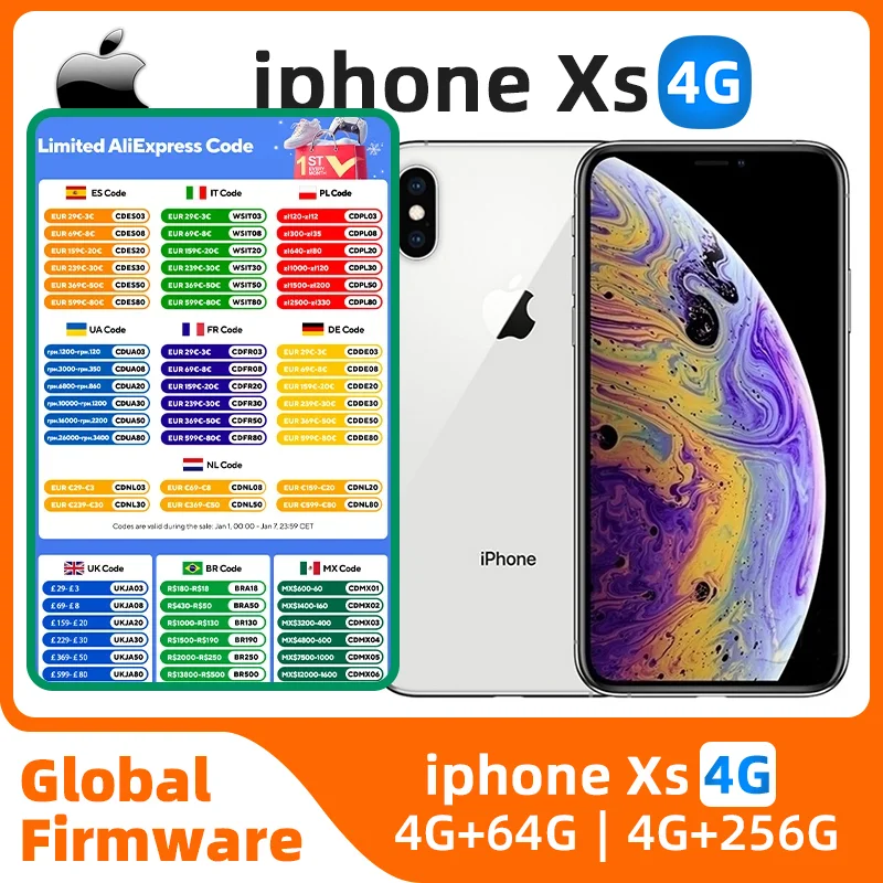 애플 아이폰 XS ios, 5.8 인치, 256GB ROM, 모든 색상, 좋은 상태, 정품 중고 전화