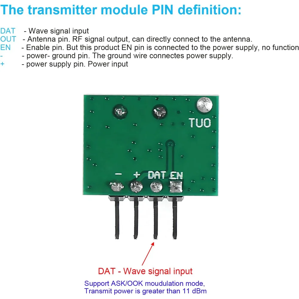 وحدة إرسال واستقبال RF لاسلكية 433 ميجاهرتز مع هوائي، مجموعة ASK للتحكم عن بعد DIY متوافقة مع مشاريع Arduino