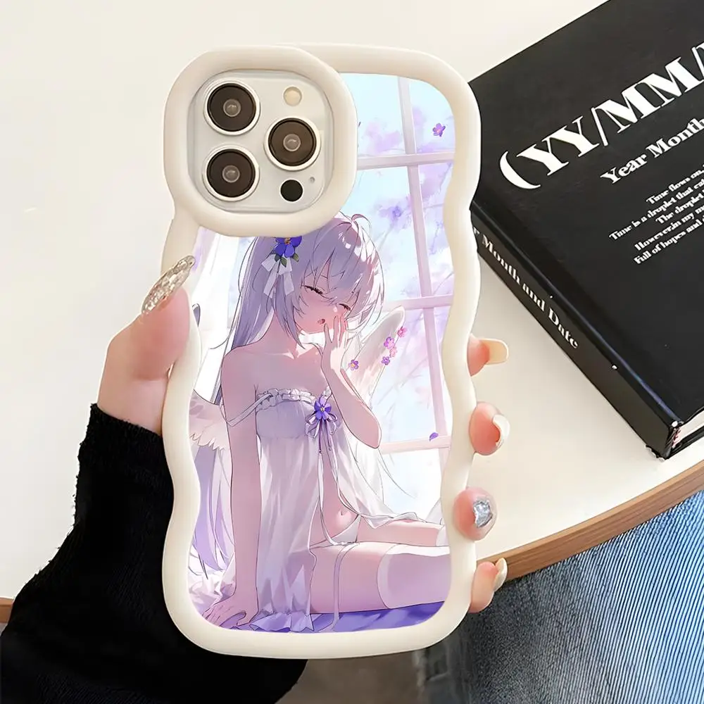 

Blue Archive Azusa Phone Case for iPhone 17 16 15 14 13 12 11 Air Pro Max Plus White Soft TPU Wavy Edge Cover