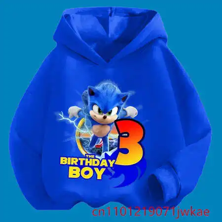 

Hots Movie Supersonic Sonic 1-9 Y Old Birthday Gift Children's Hooded Sweatshirt Boys' Casual Shirt Autumn/Winter Long Sleeve