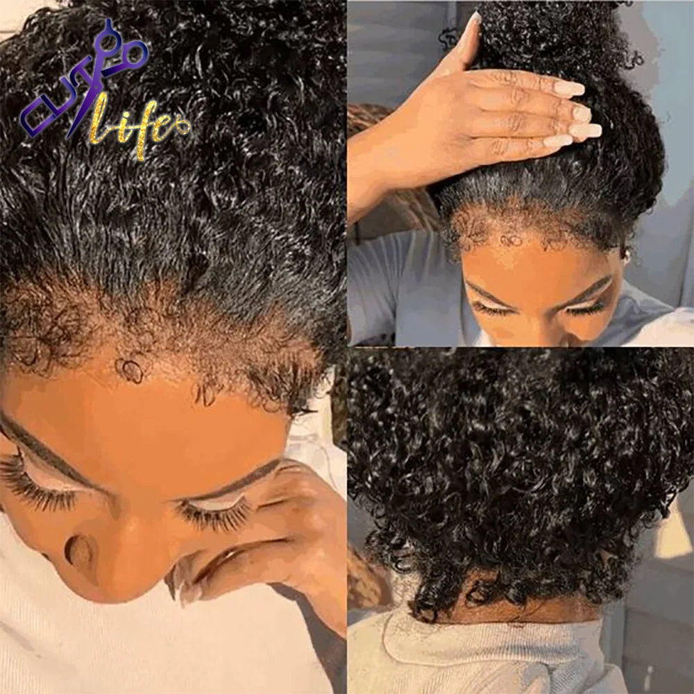 Invisible Strap Cozy Snug Afro Curly 360 Transparent Lace Frontal Pre Cut Lace Wig With 4c Kinky Edges 5x7/4x4 Lace Closure Wig