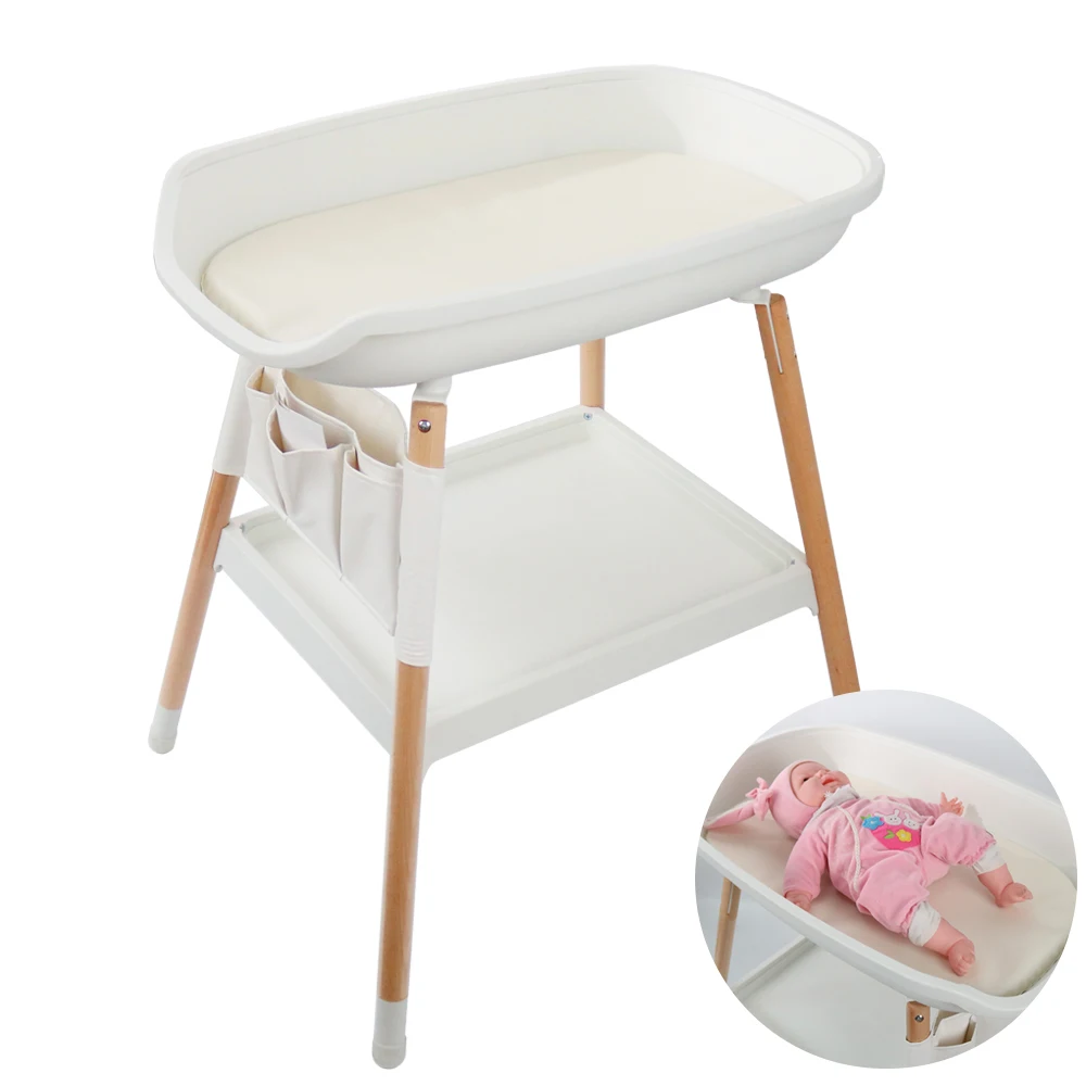 New Design Easy Installation Safety Wooden Children Infant Diaper Changing Table with Pad