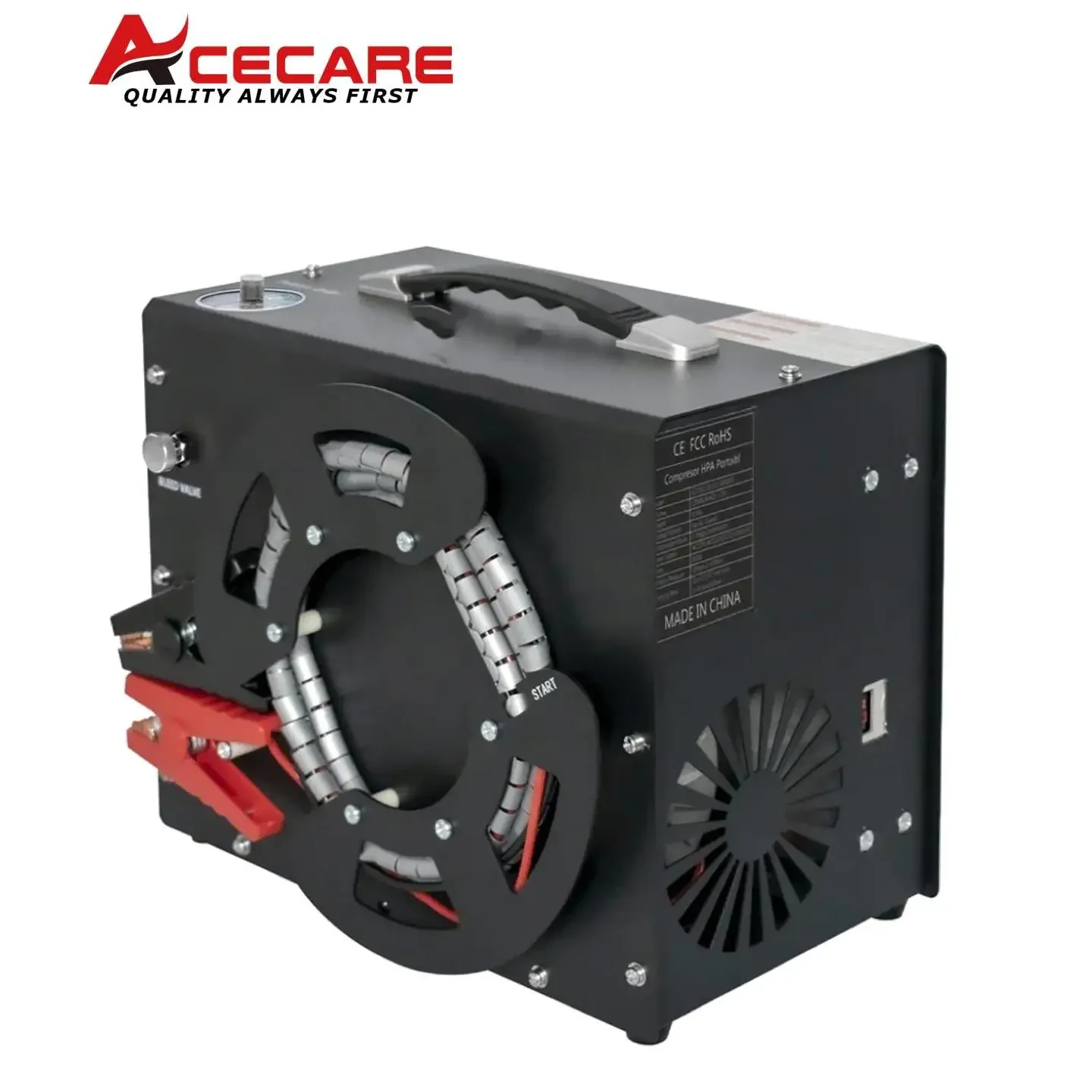 ACECARE 300Bar 4500Psi PCP Luchtcompressor Hogedrukcompressor met Ingebouwde 12V Draagbare Power Adapter Fan Auto-stop ES062