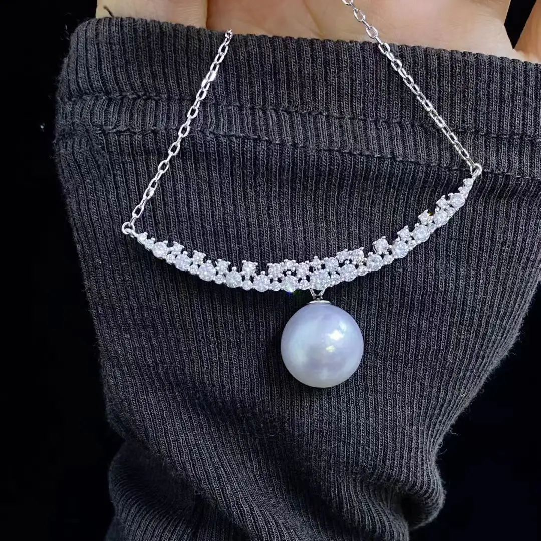 S925 Sterling Silver Necklace Findings Jewelry Base Settings Mountings Parts Mounts for 12-13mm Pearls Stones 5pcs/lot