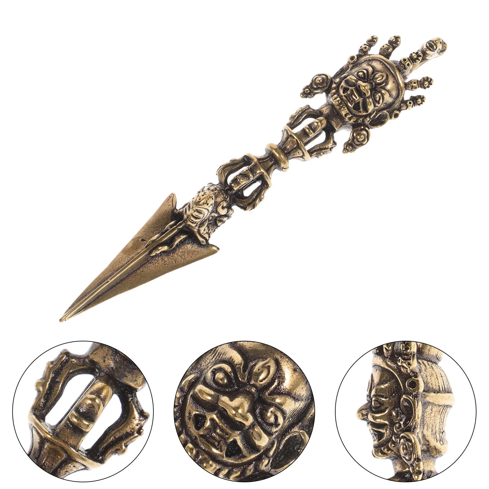 

1pcs Vajra Pestle Ornament Copper Desktop Decor For Home Office Table Vintage Metal Craft Buddhism Statue