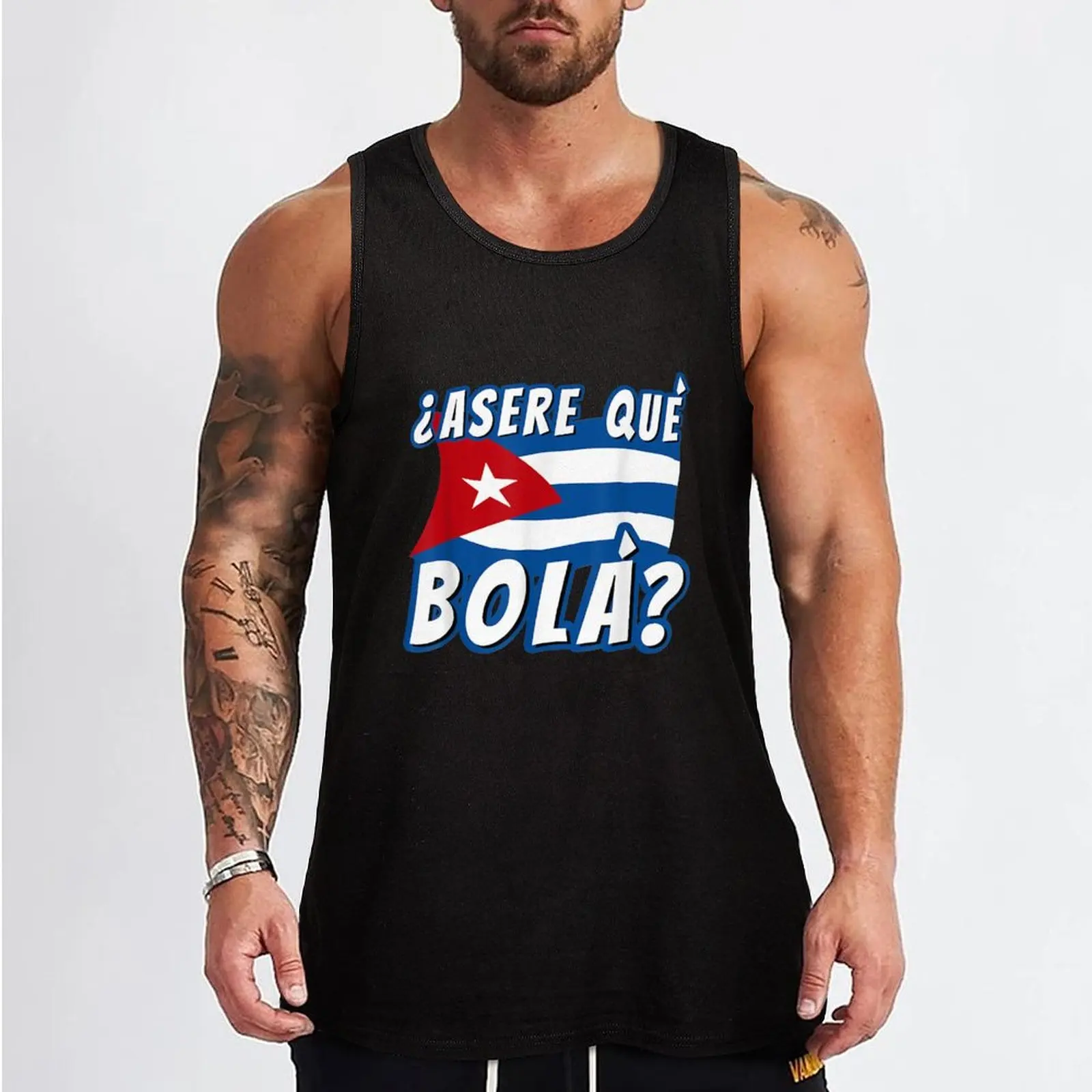 Gift Idea Funny Cuban Saying Havana Cuba Flag Asere Que Bola Tank Top anime t-shirts mens clothing Sleeveless men male top