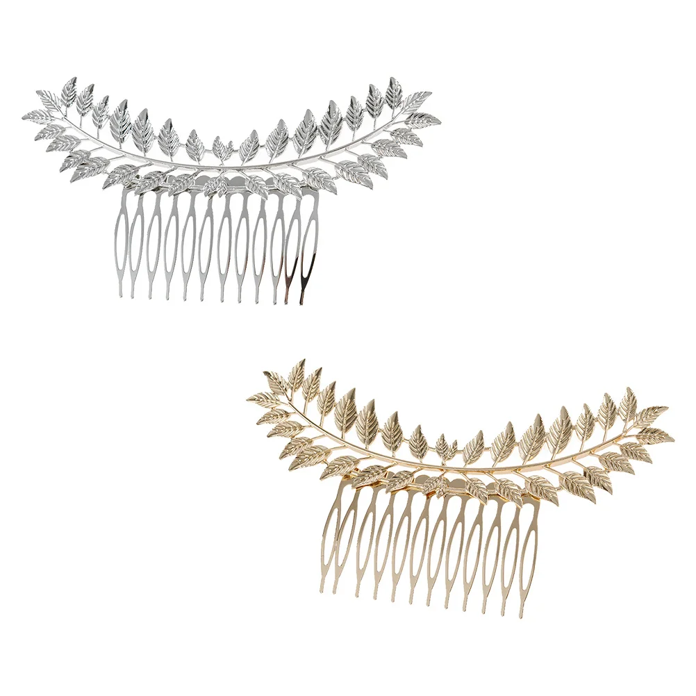 2 pçs liga pentes de cabelo folhas grampos laterais encantadores grampos para festa festival acessório moda mulher cocar