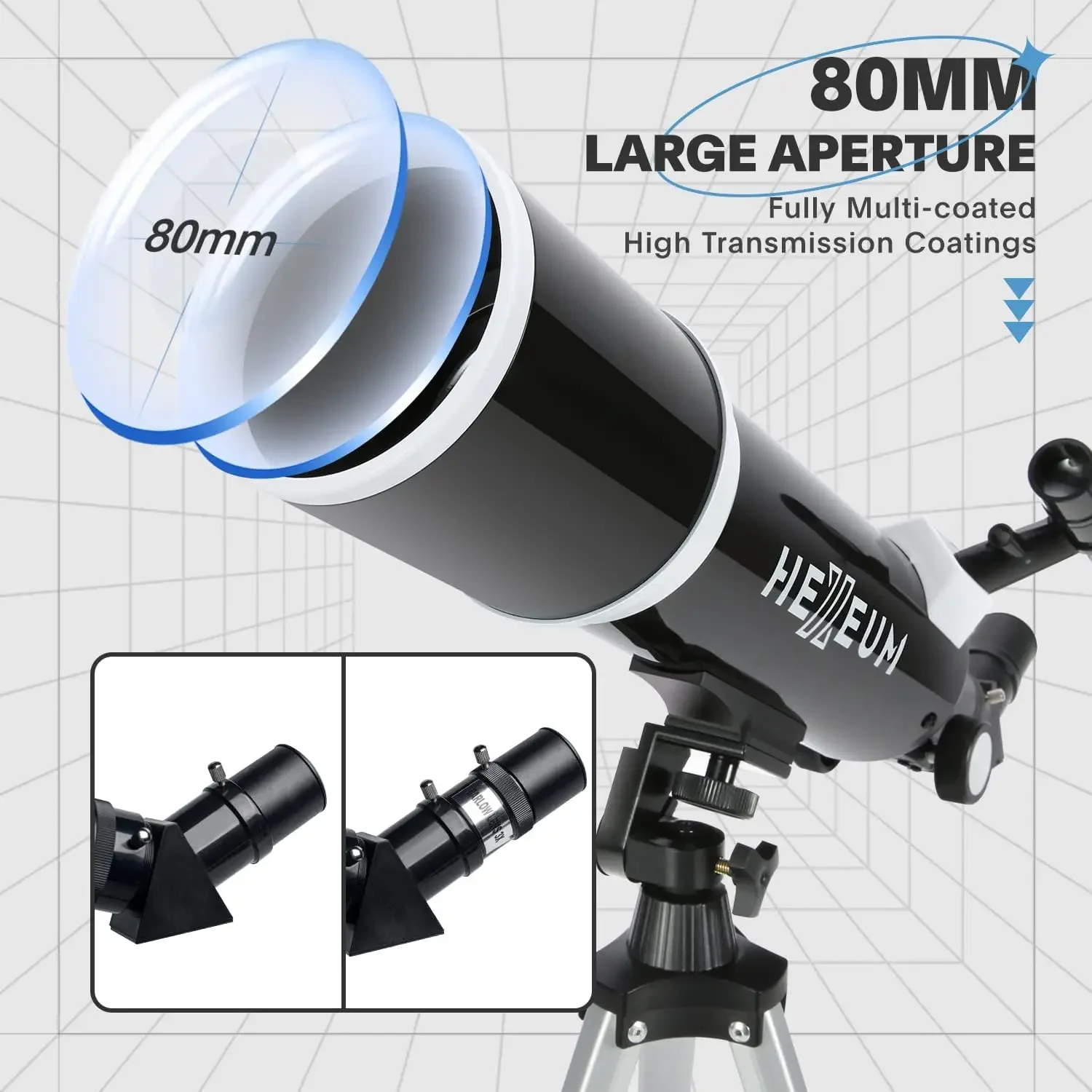 Telescope for Adults & Beginner Astronomers - 80mm Aperture 600mm Fully Multi-Coated High Transmission Coatings with AZ Mount Tr