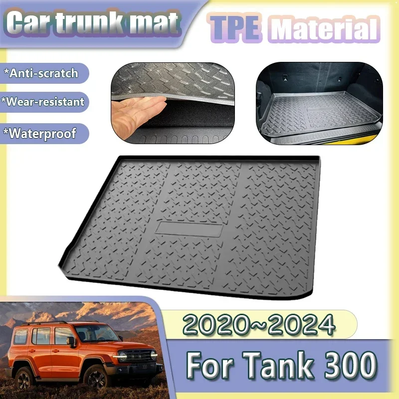 

Car Trunk Mat For Great Wall Wey GWM Tank 300 Accessories 2020~2024 Waterproof Anti-dirty Rubber TPE Material Pad 2021 2022 2023