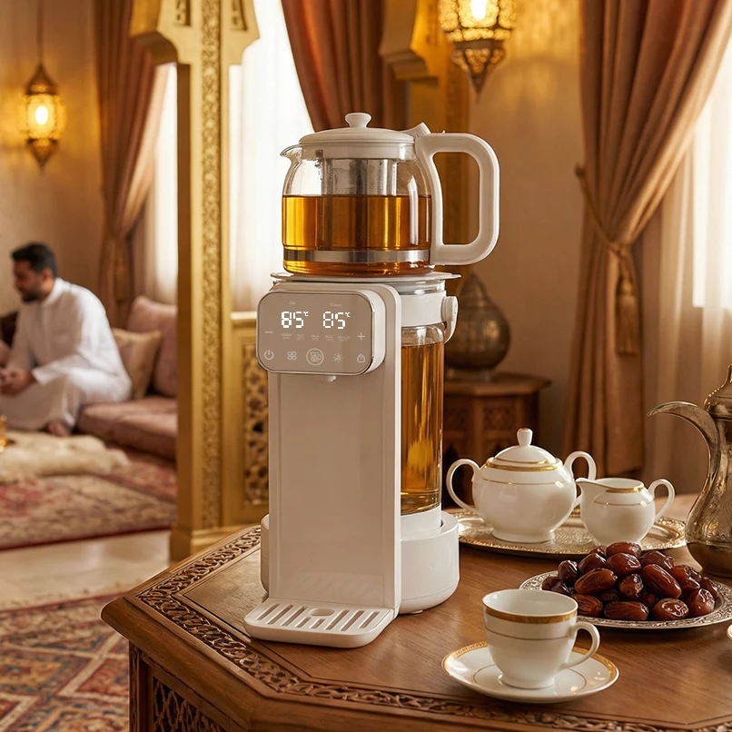 2L+0.6L Turkey Hot Water Cup Bottom Cover Smart Tea Maker Kettles Intelligent Glass Electric Turkish Portable Samovar Kettle