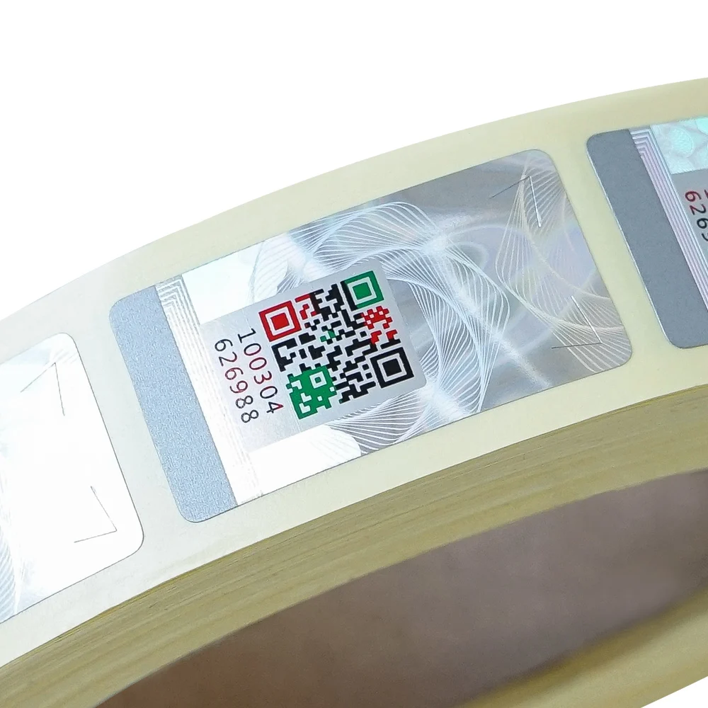 QR Code Stickers Peel Off Destructive Hologram Seal Label Sticker Roll 1000 Units 18x35mm Adhesive Security Anti-counterfeit Tag