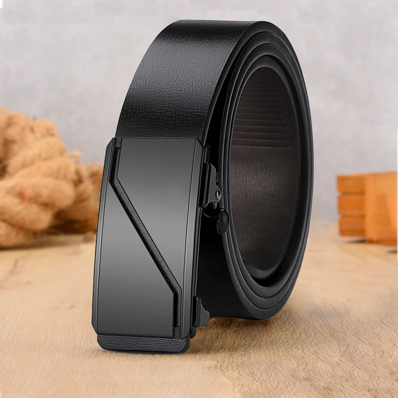

Classic Men's Belt Toothless Automatic Buckle Comfortable Belt Black Simple Business Work Belt Casual Strap