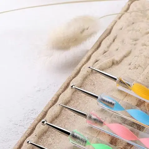 5 Pcs/set Nail Art Dotting Pen Crystal Beads Handle Dual-ended Drawing Painting Rhinestones Manicure Tools