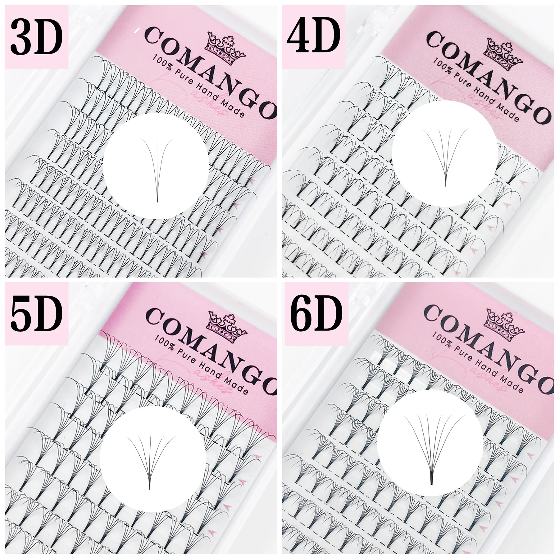 CoMango Short Stem Russian Volume Eyelash Extension Premade Volume Fans Faux Mink Premium Natural Lashes Supplies Wholesale Lash