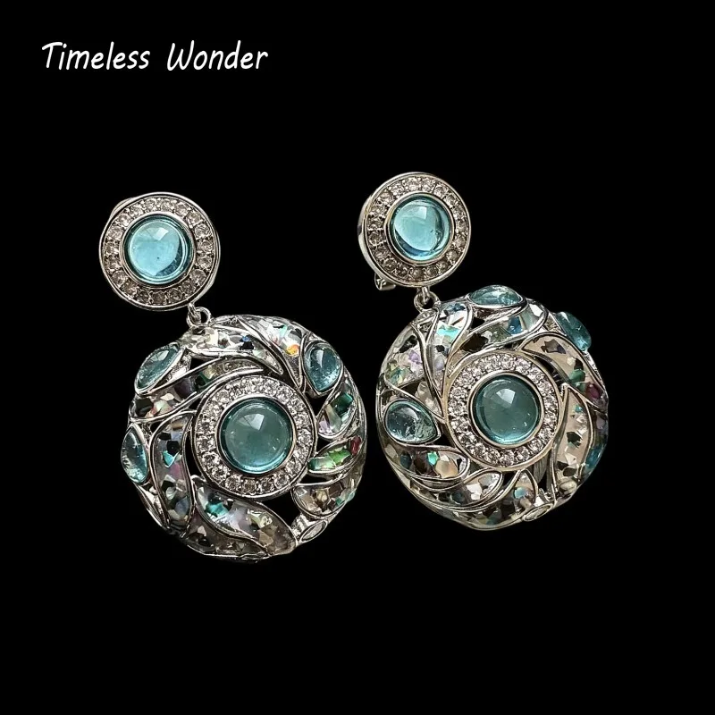 Timeless Wonder Fancy Crystal Geo Glass Button Earrings for Women Designer Jewelry Punk Sweet Gift Rare Top Classy 3346
