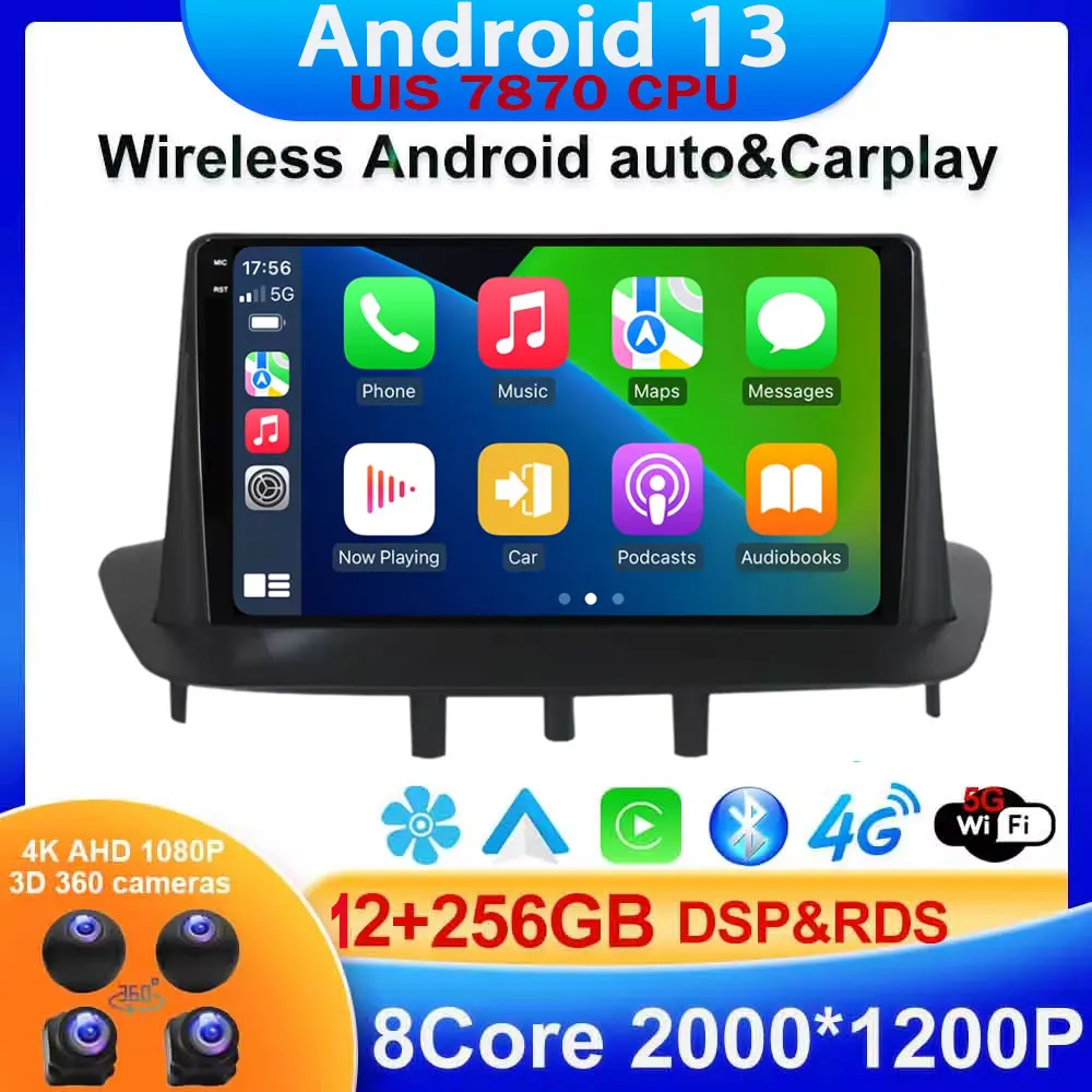 

256G Android 13 GPS Car Radio For Renault Megane 3 Fluence 2008-2014 Multimedia Player DSP Carplay 8G 128G Stereo No 2 din DVD