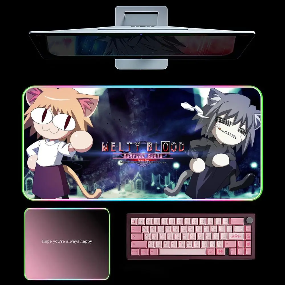 

Коврик для мыши с рисунком Неко-душка, игровой коврик для мыши RGB, светодиодный большой игровой коврик для мыши, коврик для клавиатуры XXL, светящийся настольный коврик с подсветкой