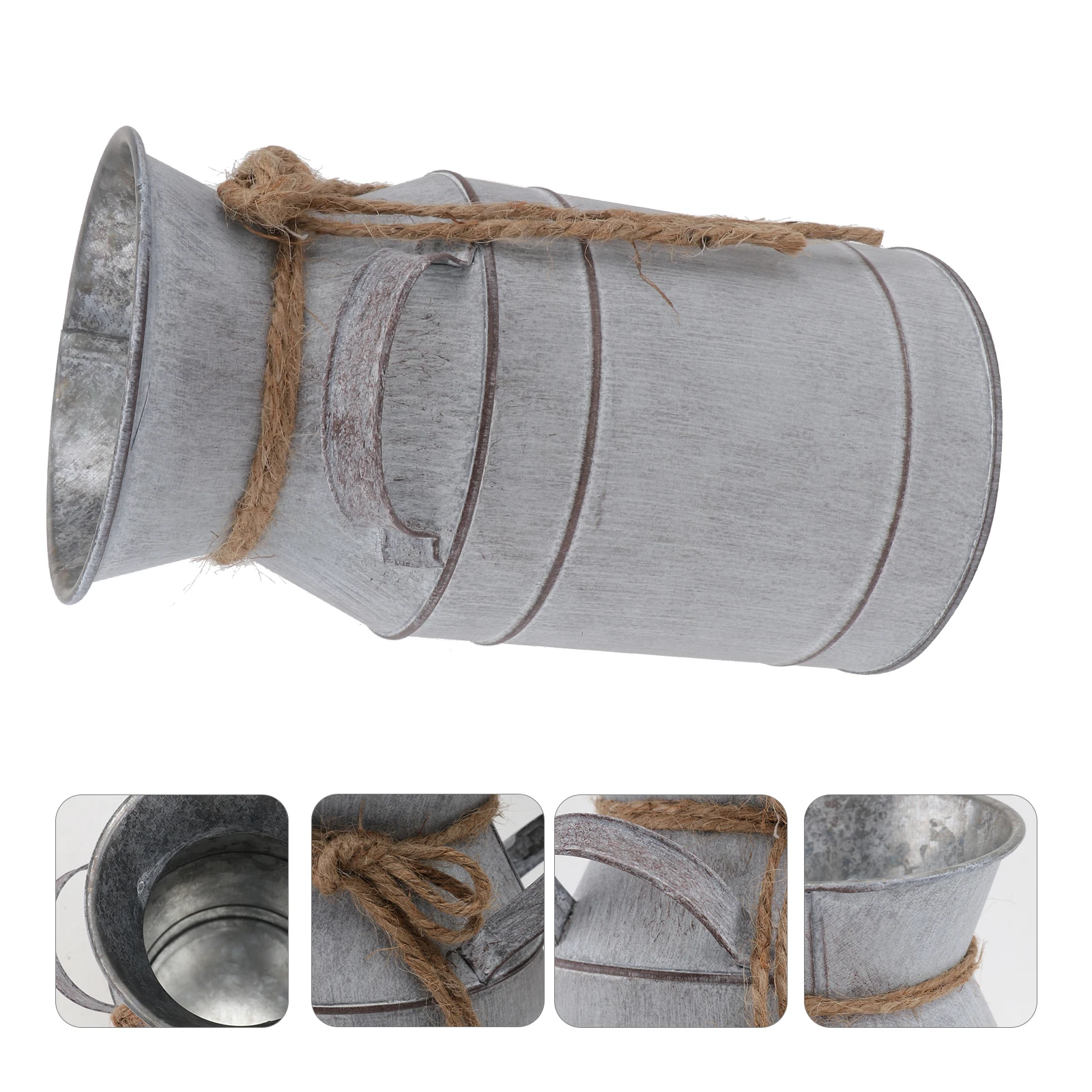 

Iron Flower Arrangement Bucket Decorative Stylish Container Gardening Planting Reusable Household Ornament