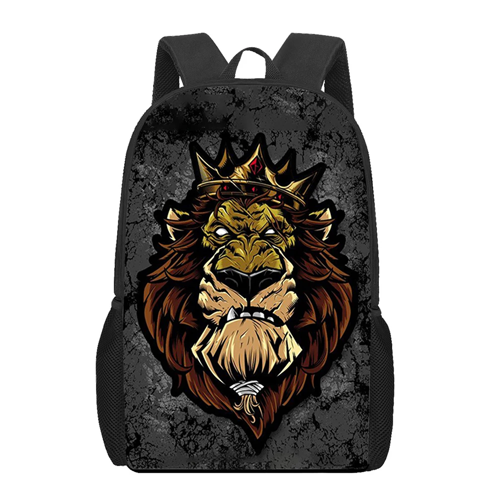 Animal Tigre Coroa Impressão Mochilas Escolares, Mochila de Crianças Casual, Mochila de Adolescentes, Meninas e Meninos Bolsas Estudantis