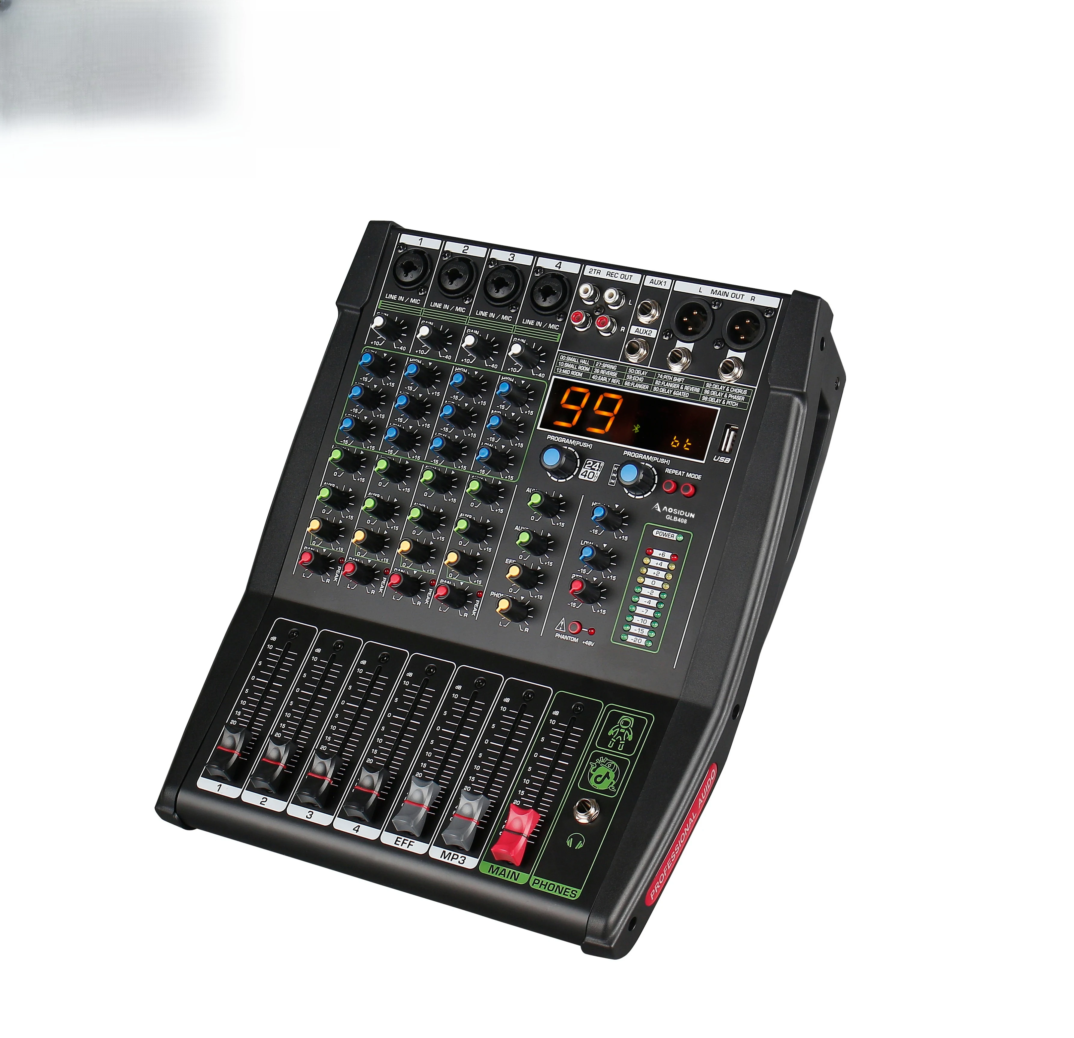 Xtuga GLB408 Mezclador de audio portátil 99 DSP autoproduce de fábrica 4