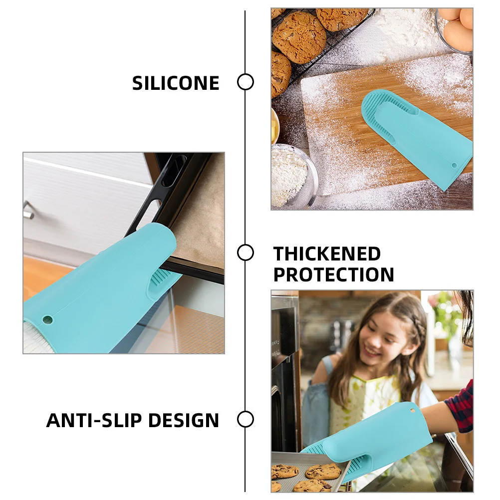 

2Pcs Silicone Oven Mitts Heat Resistant Gloves Thickened Non-Slip Kitchen Baking Gloves Oven Microwave Grill Protection