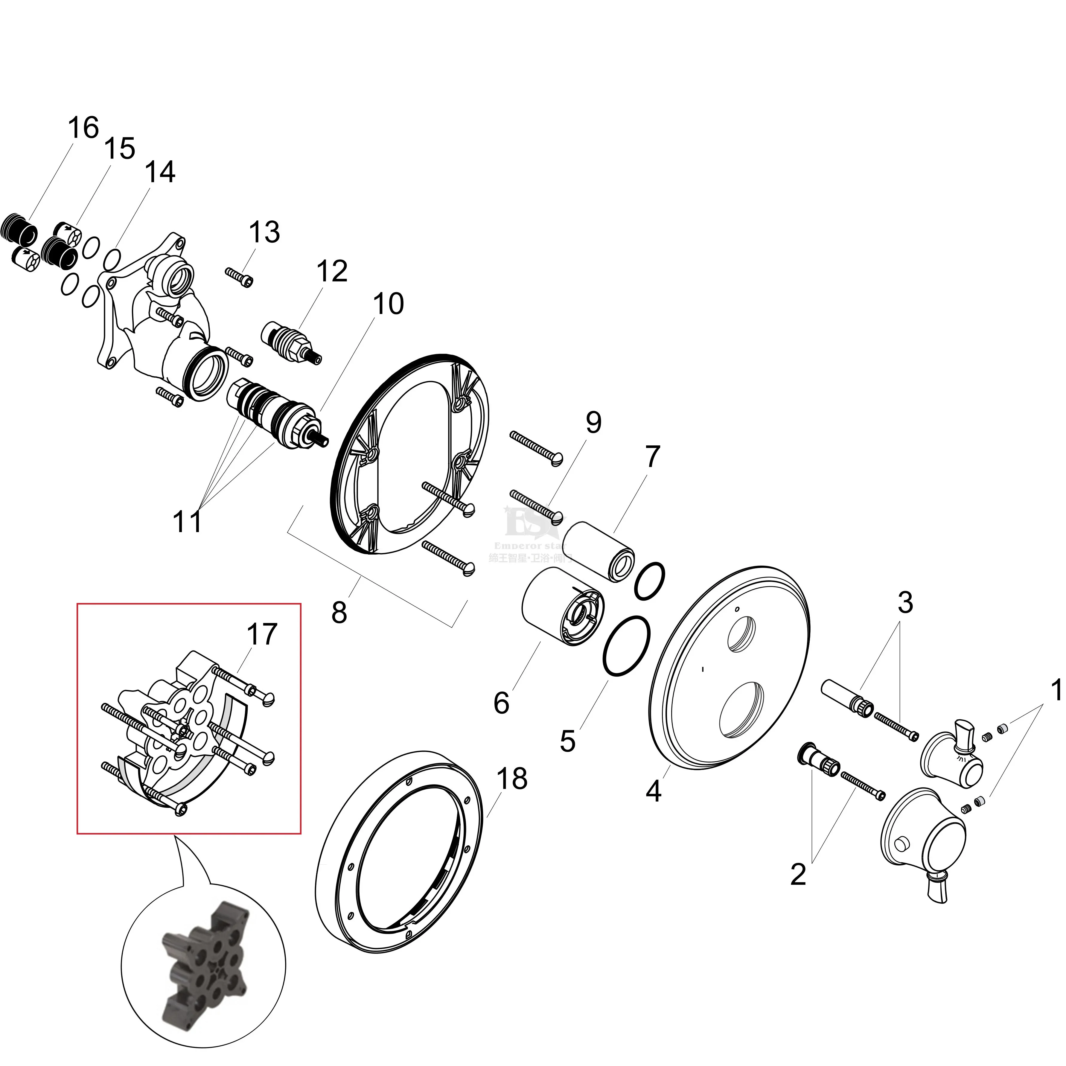 Acessórios 13595000   Extensão de carretel embutida 25mm 13595