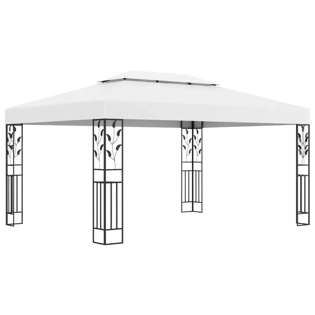 Vidaxl White Gazebo With Double Roof 3X4 M Outdoor Products Sunshade And Rainproof Outdoor Decoration
