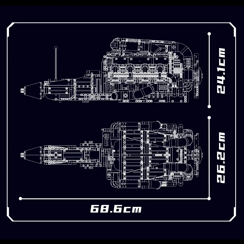Mould King 10168 V8 Twin Turbo Engine Kit 2899PCS MOC Supercar Model with Working Pistons Turbo for Adults Car Enthusiasts
