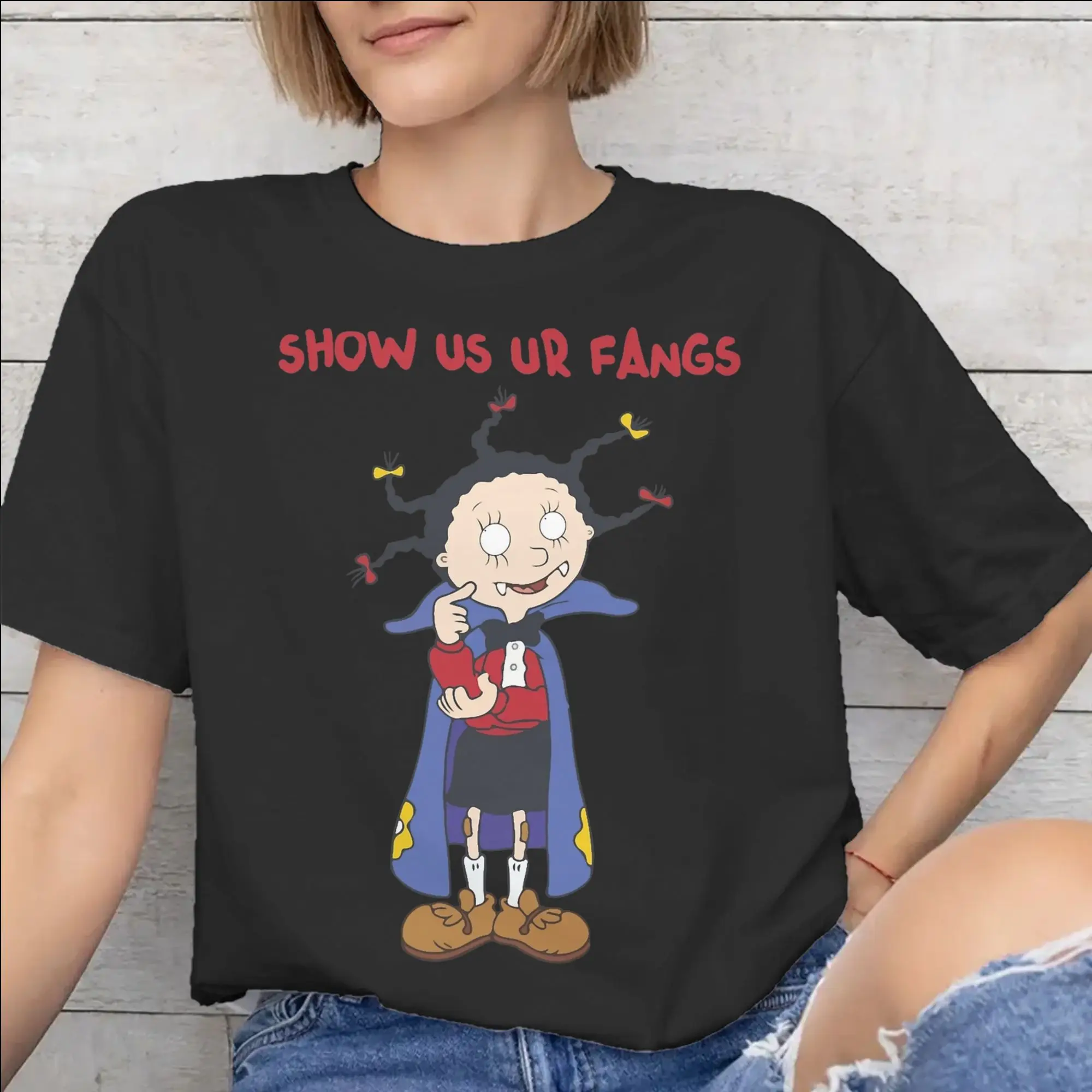 Mens Womens Mona The Vampire Anime T Shirt Pure Cotton Graphic Printing T-Shirt  Clothing Outfits