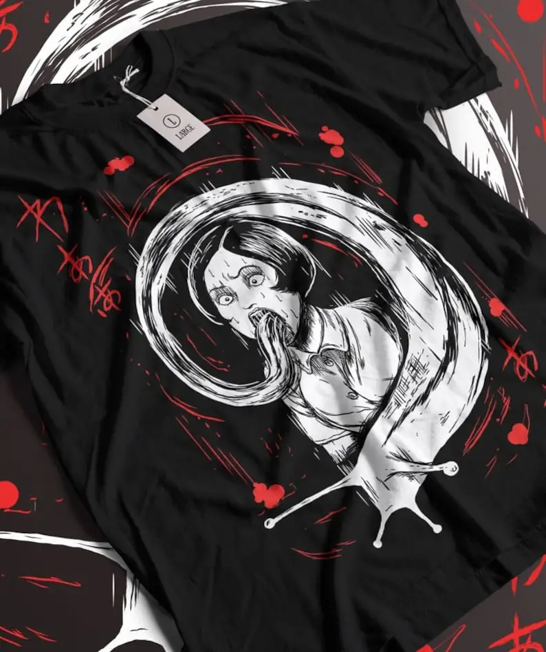 

Unisex Horror Manga Creepy Girl T-Shirt, Dark Anime Gothic T-Shirt, Manga Gothic T-Shirt Inactive