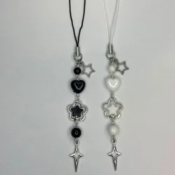 Love Star Beaded Keychain Phone Accessories Y2K Handmade Creative Fashion Love Accessories Gifts for Her Couples