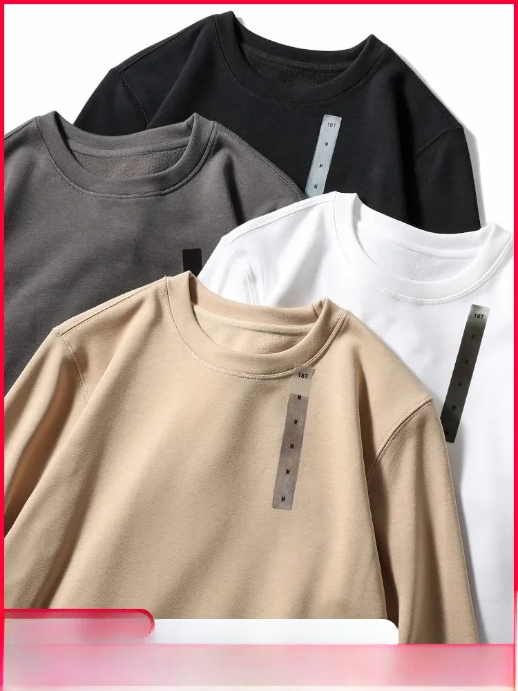Thiened Fce Long Sve round Ne Men's T-irt Pure Color Base Layer irt Warm Cotton Polyester Blend Winter Top