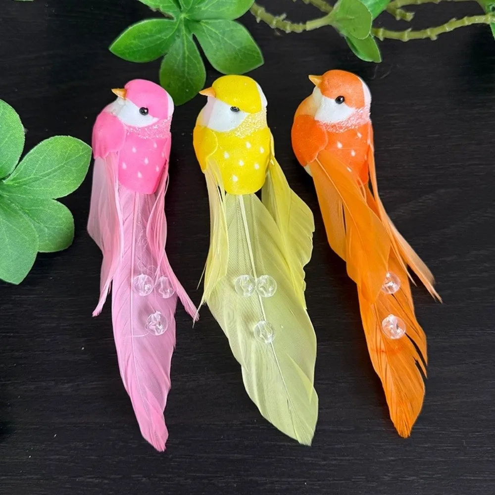 6pcs Colorful Simulation Birds Home Decor with Clip Decorative Fake Bird Art Craft Sculptures Photography Props